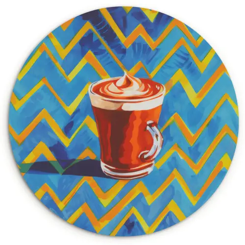 Mok - Koffie - Zigzag - Slagroom Wandcirkel plexiglas klein -3d