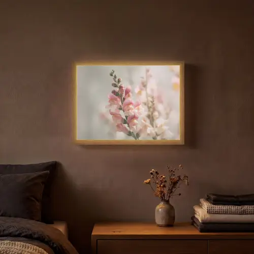 Bloem - Leeuwenbek - Roze - Stengel Light Box met batterij (Wandlamp) middel -sfeer4