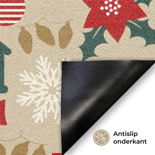 Illustratie - Kerst - Beige Deurmat klein 898 -antislip_NL