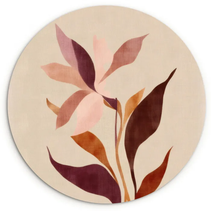 Bloemen - Blaadjes - Minimalistisch - Roze Wandcirkel plexiglas klein -3d