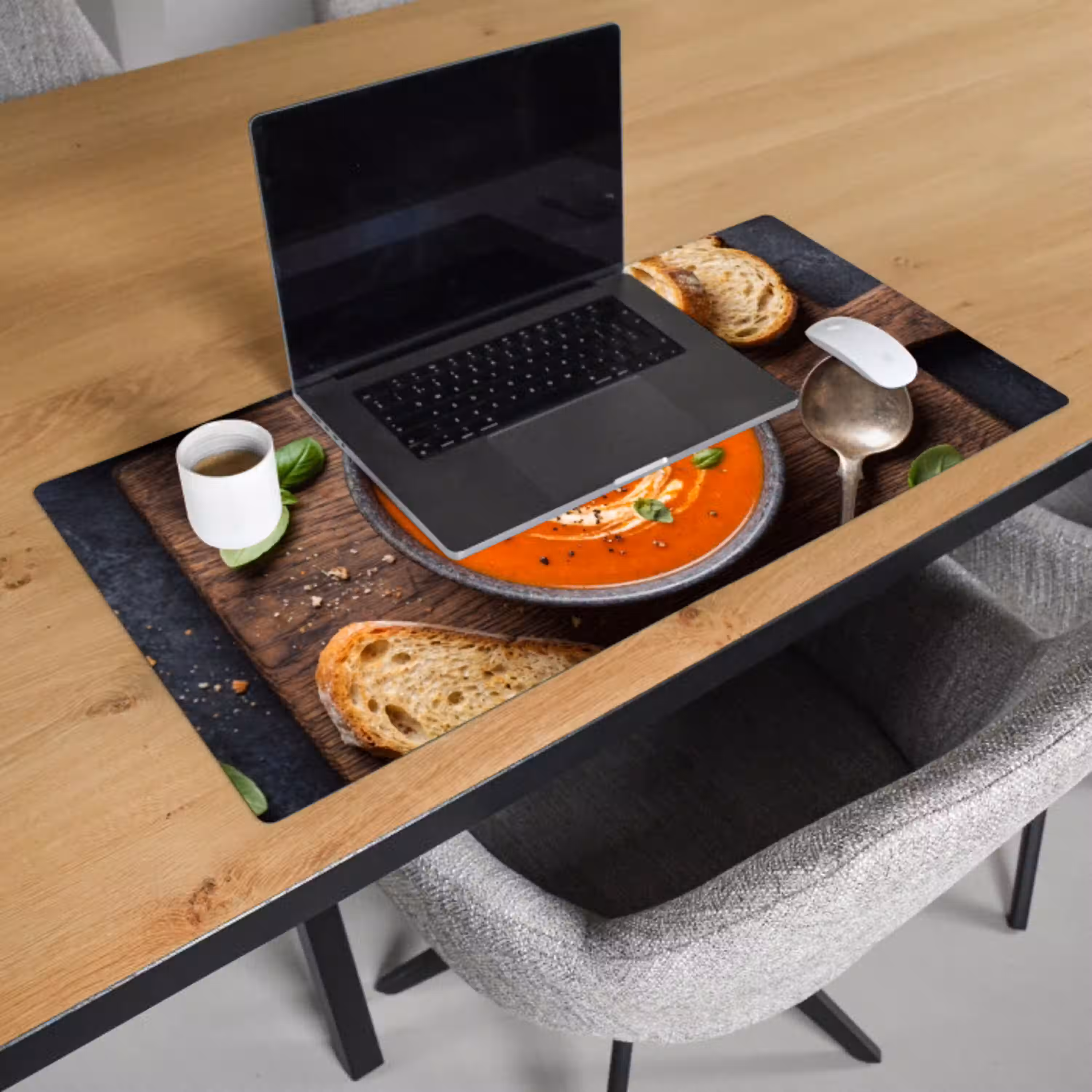 Eten - Soep - Basilicum - Rustiek - Rood Muismat XXL klein -sfeer1