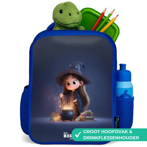 Betoverend meisje met ketel Kinderrugzak - Blauw middel -inhoud_NL