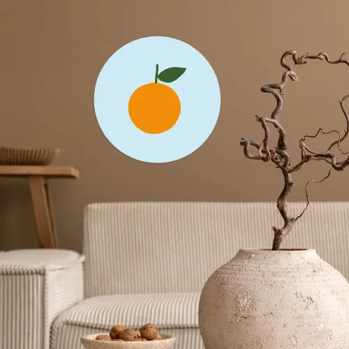 Fruit - Sinaasappel - Oranje Wandcirkel behangsticker klein -sfeer1