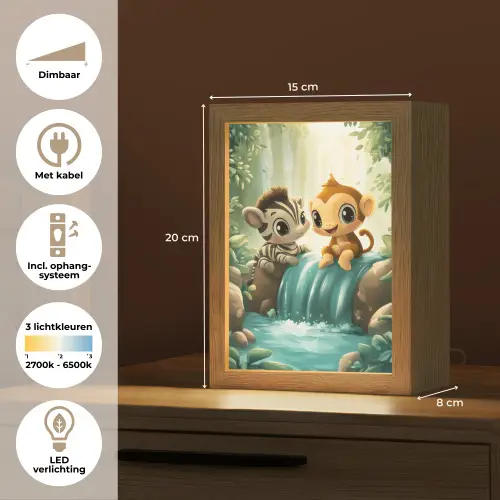 Zebra - Aap - Cartoon - Waterval Light Box met kabel klein -USP_NL