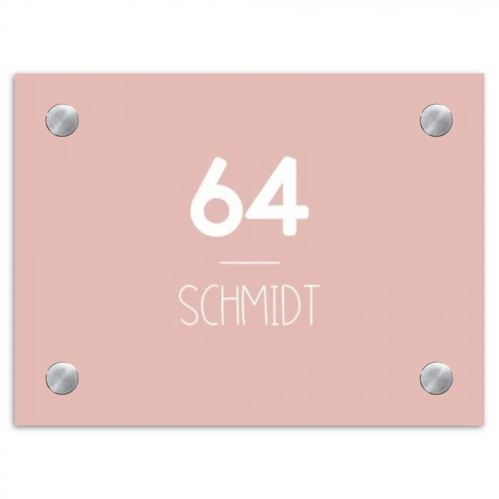 Effen roze - Modern Naambord Rechthoek middel -3d