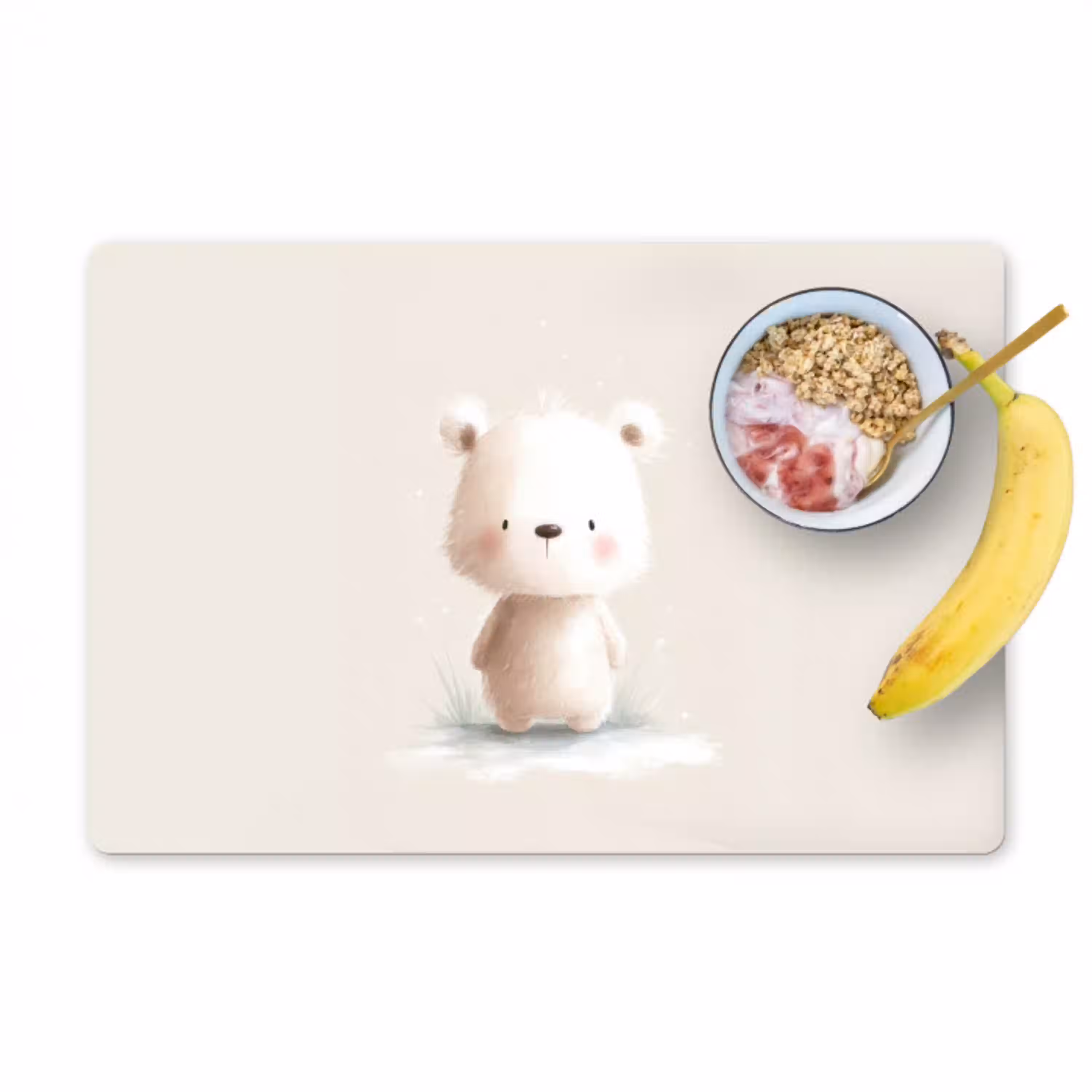Beertje - Sneeuwvlokje - Wit - Pluizig Placemat vinyl groot -zzzproduct_Kitchenyeah-website