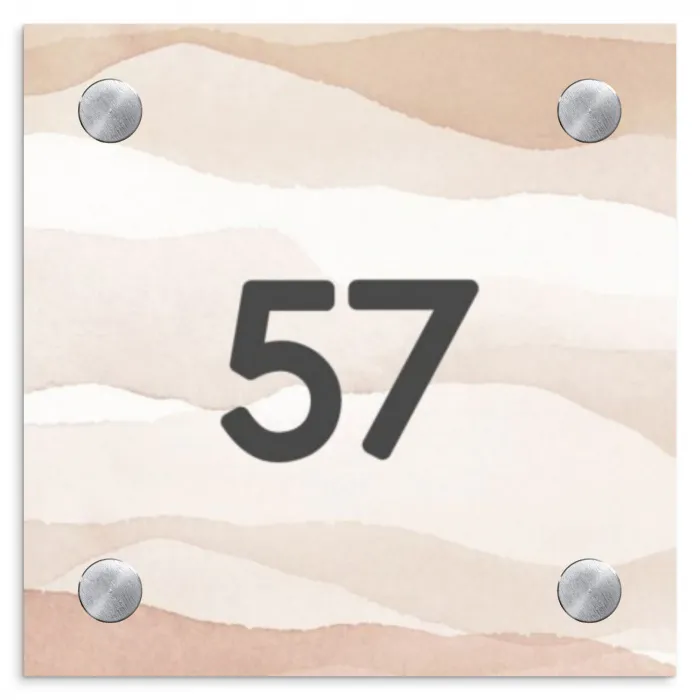 Beige lagen - Traditioneel Naambord Vierkant klein -3d