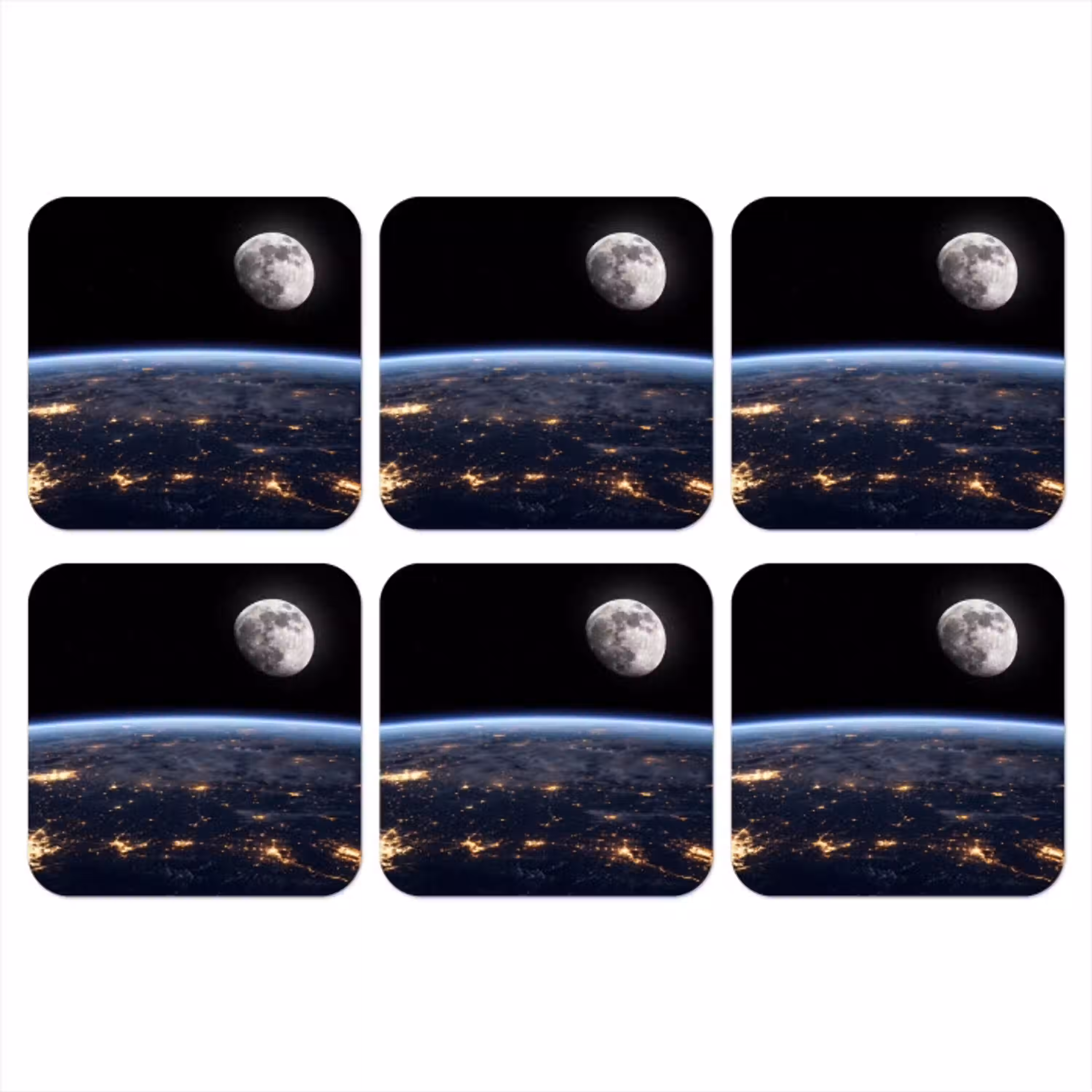 Aarde - Nacht - Ruimte onderzetter kurk middel -3d