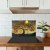 Boom - Maan - Bloemen - Goud - Kunst keuken achterwand spatscherm klein -sfeer2