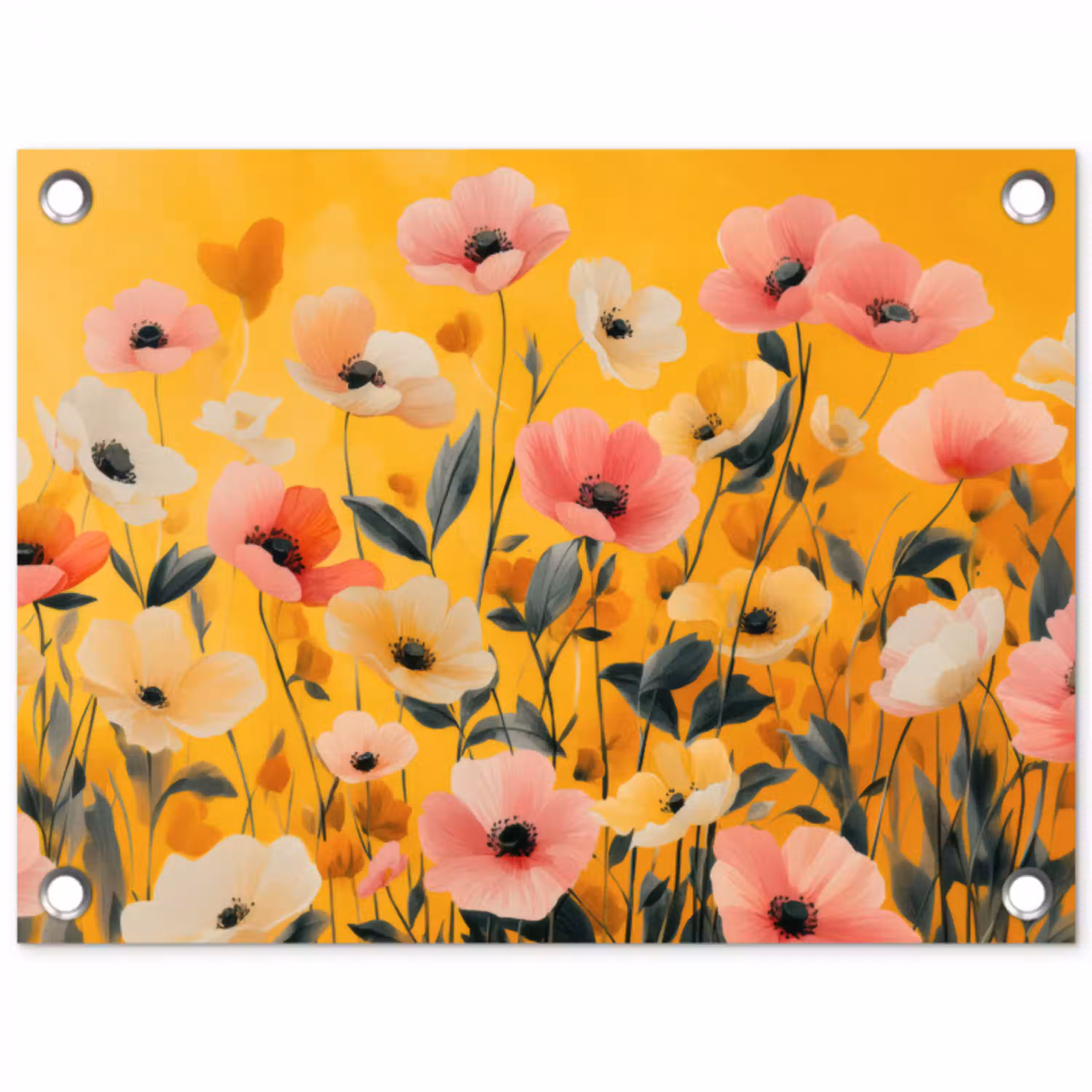 Bloemen - Veld - Geel tuinposter los doek klein -3d