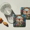 Libelle - Mozaïek - Bloemen - Kleurrijk onderzetter kurk middel -sfeer4