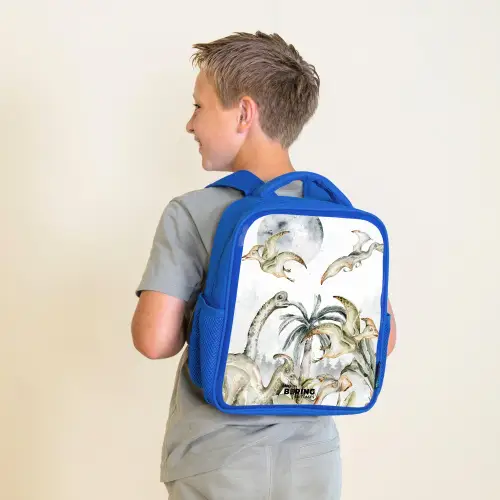 Dino's in de jungle Kinderrugzak - Blauw middel -sfeer2