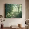Bos - Pad - Zon - Bomen - Groen - Natuur Textielframe zwart klein -sfeer3
