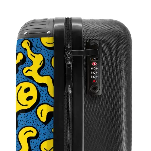 Vloeiende smiley's op een blauwe achtergrond NBS - Handbagage koffer - Kinderen Unisex middel -slot