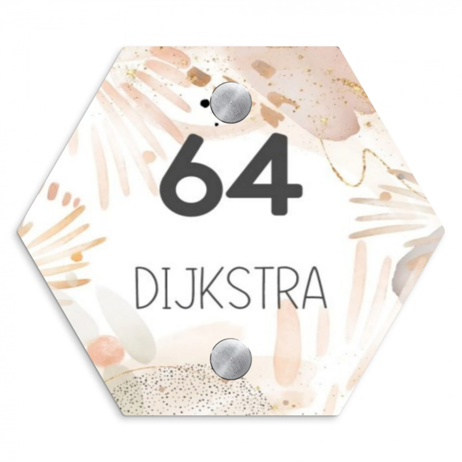 Abstract beige - Modern Naambord Hexagon klein -3d