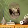 Schapen - Bruin - Wit - Grindpad Wandcirkel Ovaal Forex klein -sfeer2