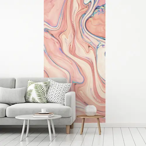 Marmer - Pastel - Roze - Blauw - Marmerlook - Abstract fotobehang vinyl groot -woonkamer