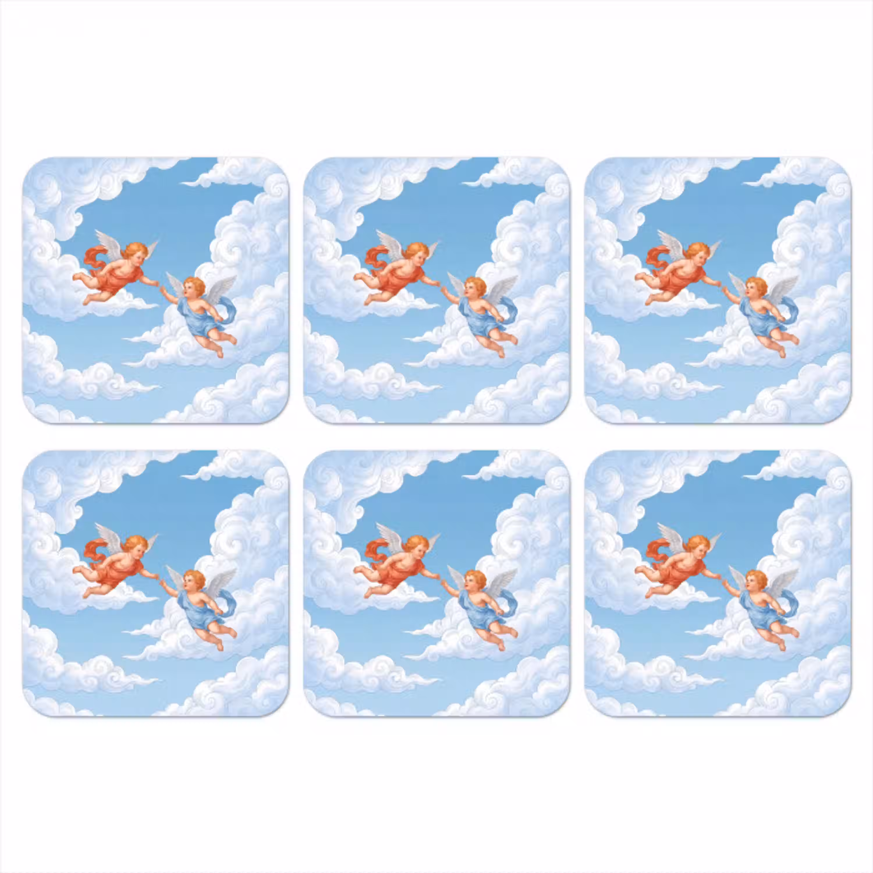 Engel - Vliegend - Klassiek - Blauw onderzetter kurk middel -3d