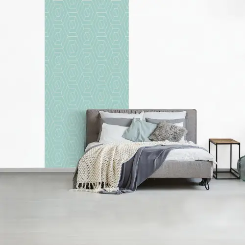 Turquoise - Patroon - Lijnen fotobehang vinyl groot 64 -slaapkamer