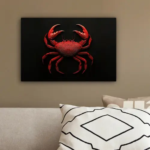 Krab - Rood - Vissen - Schaaldieren canvas 2cm klein -sfeer3