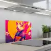 Varken - Bloemkroon - Kimono - Abstract keuken achterwand spatscherm klein -3d_schuin