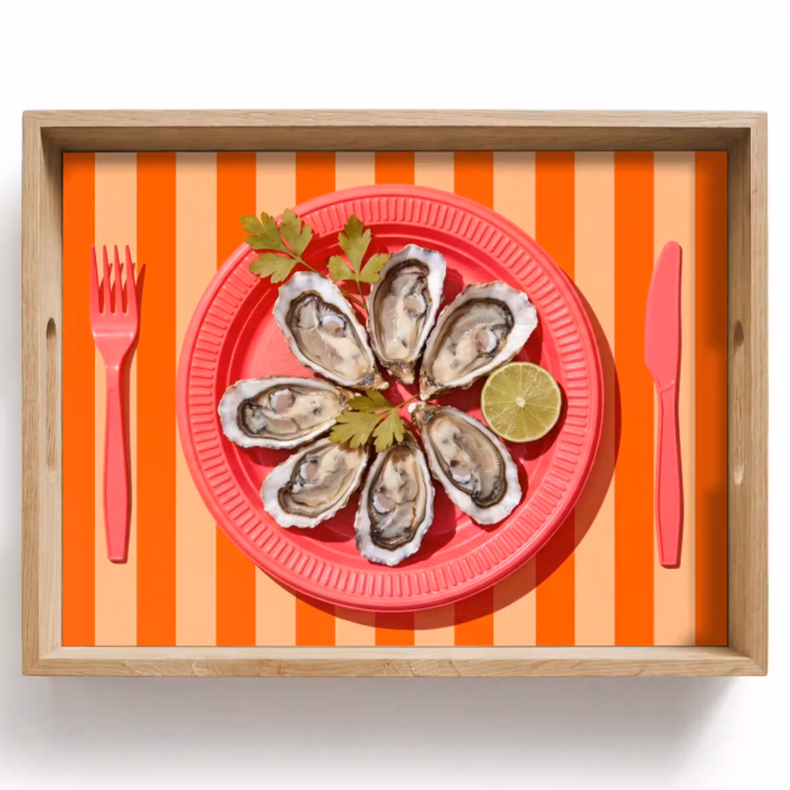 Eten - Oester - Zeevruchten - Oranje - Modern Dienblad Rechthoek middel -z3d_shopping