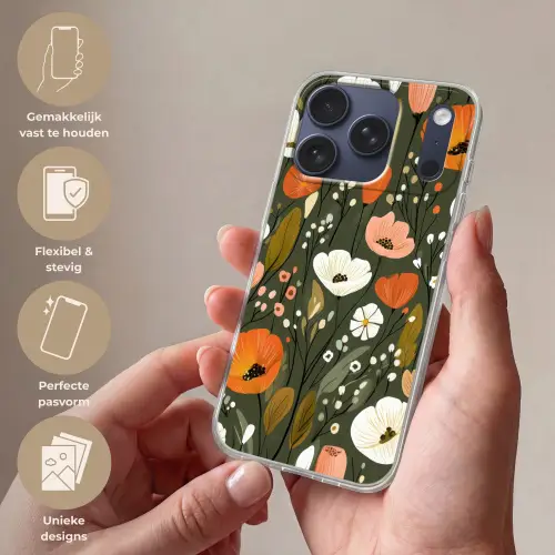 Bloemen - Illustratie - Groen Telefoonhoesje iPhone 17 Pro klein -sfeer3_NL
