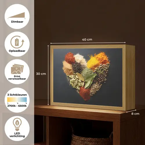 Specerijen - Mix - Hartvorm - Zwart Light Box met batterij (Wandlamp) middel -USP_websiteoverzichtNL