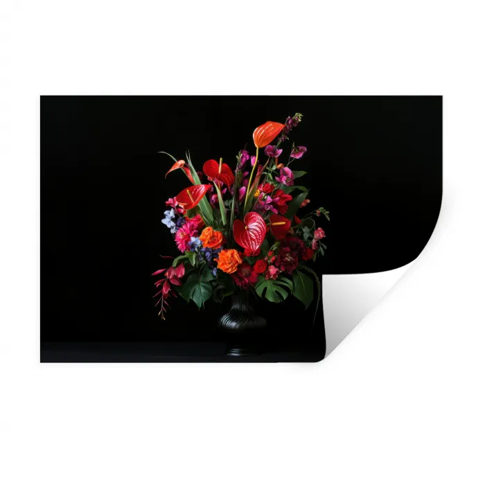 Bloemen - Boeket - Sierlijk Muursticker klein -3d