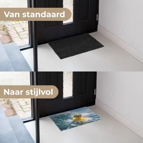 Badeend - Stoer - Golven Deurmat klein -voor-na_NL