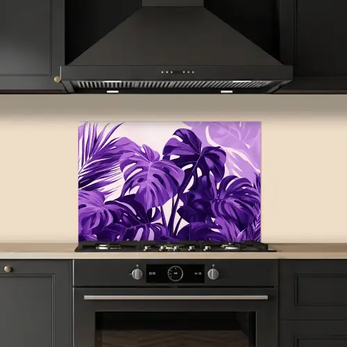 Bladeren - Paars - Tropisch - Abstract keuken achterwand spatscherm klein -sfeer1