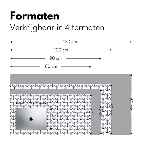 Oceaan - Anker - Blauw - Wit Muismat XXL klein 681 -sfeer5