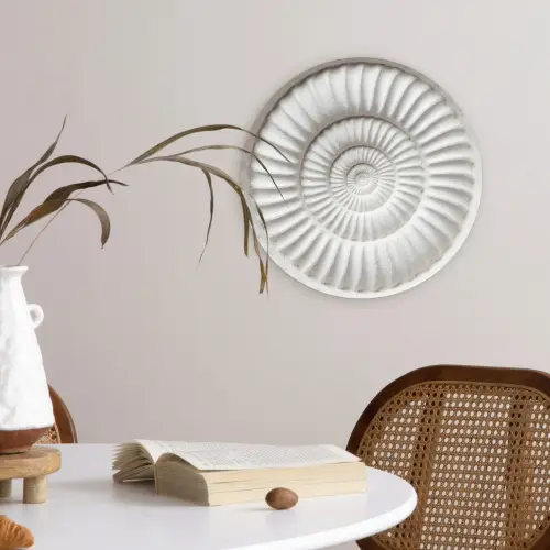 Schelp - Spiraal - Wit Wandcirkel kunststof plaat 5mm dik klein -sfeer4