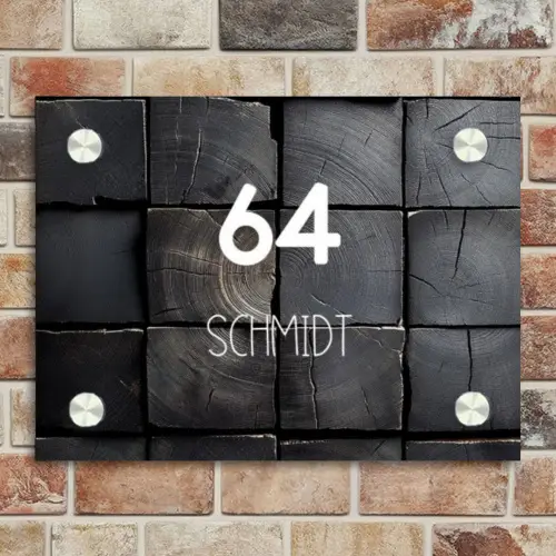 Zwarte houtblokken - Modern Naambord Rechthoek middel -sfeer3