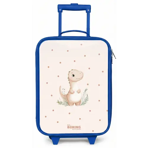 Beige dino op een stippen achtergrond Kinderkoffer - Blauw klein -zz3dotto