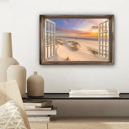 Doorkijk - Strand - Duinen - Natuur - Landschap canvas 2cm klein -sfeer6