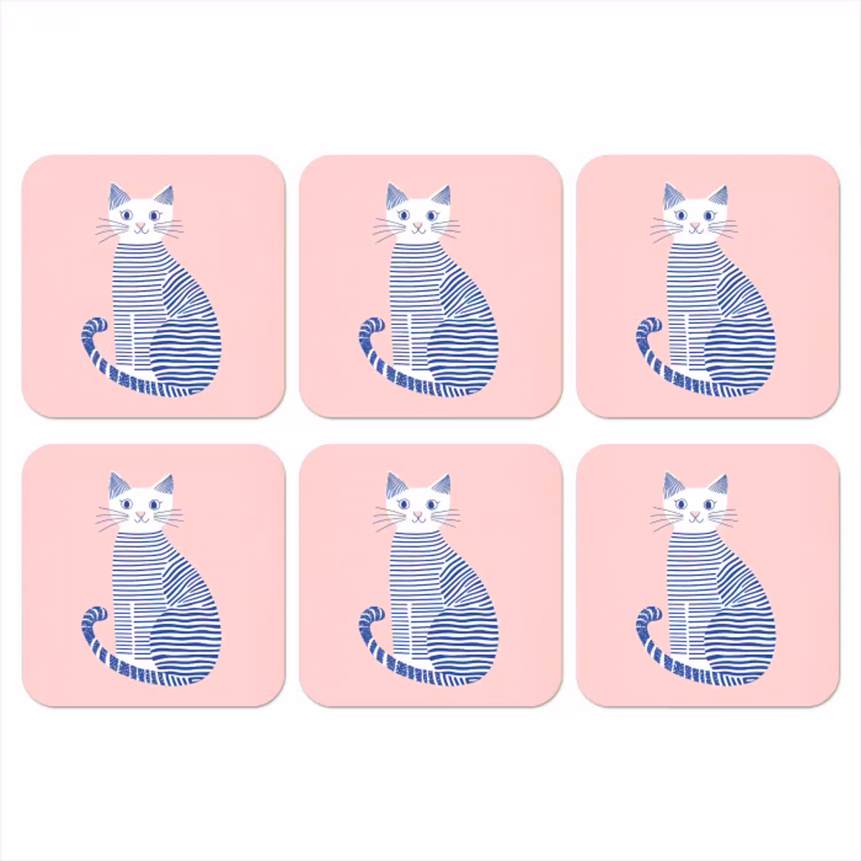 Kat - Illustratie - Minimalistisch - Roze onderzetter kurk middel -3d