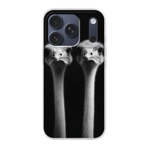 Struisvogels - Halzen - Zwart - Minimalistisch Telefoonhoesje iPhone 17 Pro klein -3d