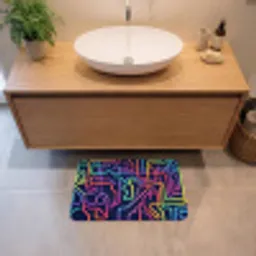 Retro - Abstract - Neon Badmat klein -sfeer1
