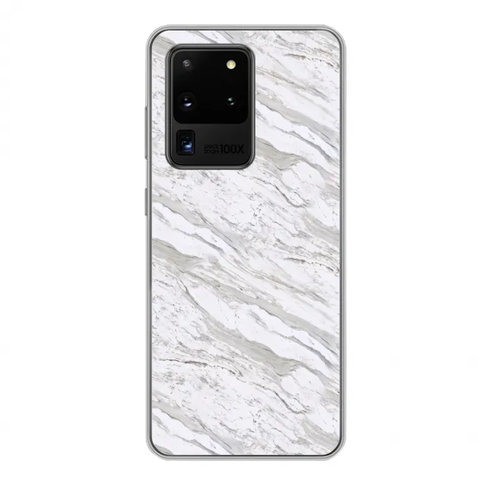 Marmer - Wit - Grijsgroen Telefoonhoesje Samsung Galaxy S20 Ultra klein 358 -3d