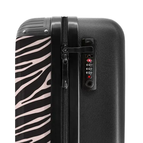 Zebra strepenmotief op zachtroze NBS - Handbagage koffer - Kinderen Unisex middel -slot