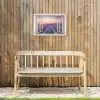 Doorkijk - Lavendel - Bloemen - Hout - Zonsondergang - Paars Tuinposter op houten frame 2 cm dik klein -sfeer4
