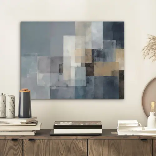 Rechthoeken - Abstract - Blauw PET vilt klein -sfeer1