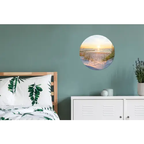 Strand - Zon - Duin - Gras - Zand - Horizon Wandcirkel aluminium klein -slaapkamer