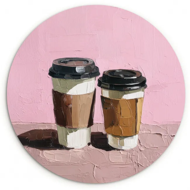 Koffiebekers - Deksel - Verf - Textuur Wandcirkel kunststof plaat 5mm dik klein -3d