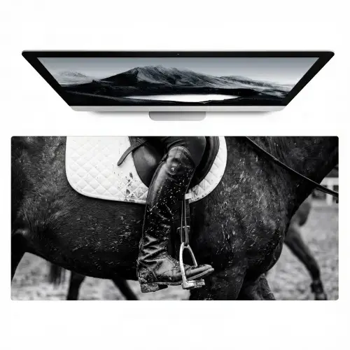 Paard - Sport - Zwart - Wit Muismat XXL klein -zzz3d