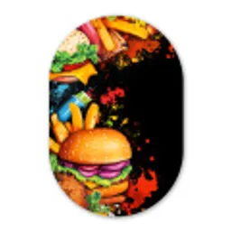 Fastfood - Graffiti - Hamburger - Eten - Modern Wandcirkel Ovaal Forex klein -3d