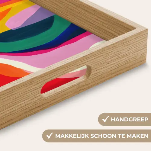 Vormen - Golvend - Abstract - Felroze Dienblad Rechthoek middel -USP_HandgreepNL