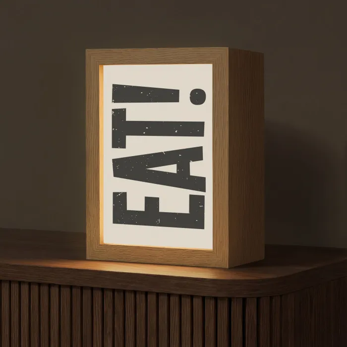 Eten - zwart - Japandi - Wit Light Box met kabel (Tafellamp) klein -z3d_website