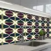 Abstract - Retro - Kleurrijk keuken achterwand 2 middel 871 -3d_schuin